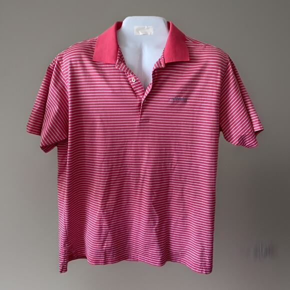 Peter Millar Cotton Polo Men’s L Pink Lavender Stripe Golf Shirt 48"ch Floridian - Picture 1 of 6